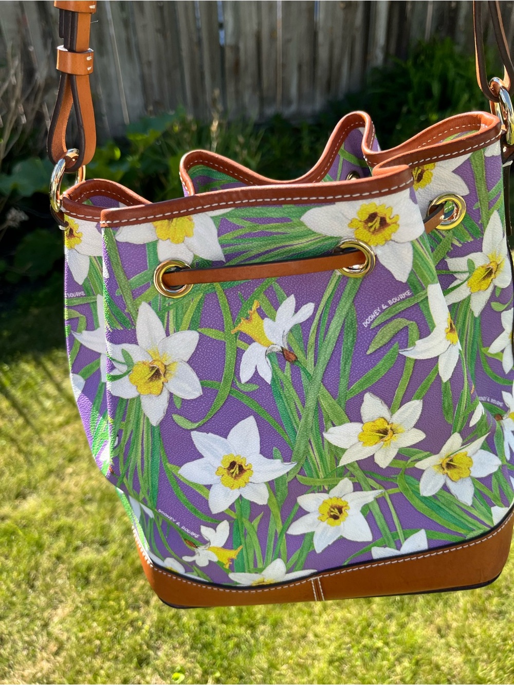 Dooney & Bourke Purple Daffodil Drawstring Bucket Bag - Picture 2 of 15